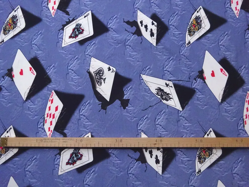 Teplákovina fialovo-modrá "karty" 