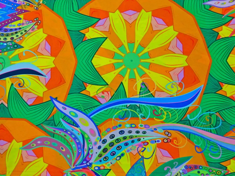 Šatovka zelená "farebné vzory" - Slovenská potlač 