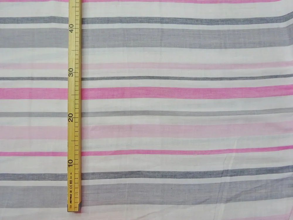 Košeľovina biela "ružový a sivý pásik" 