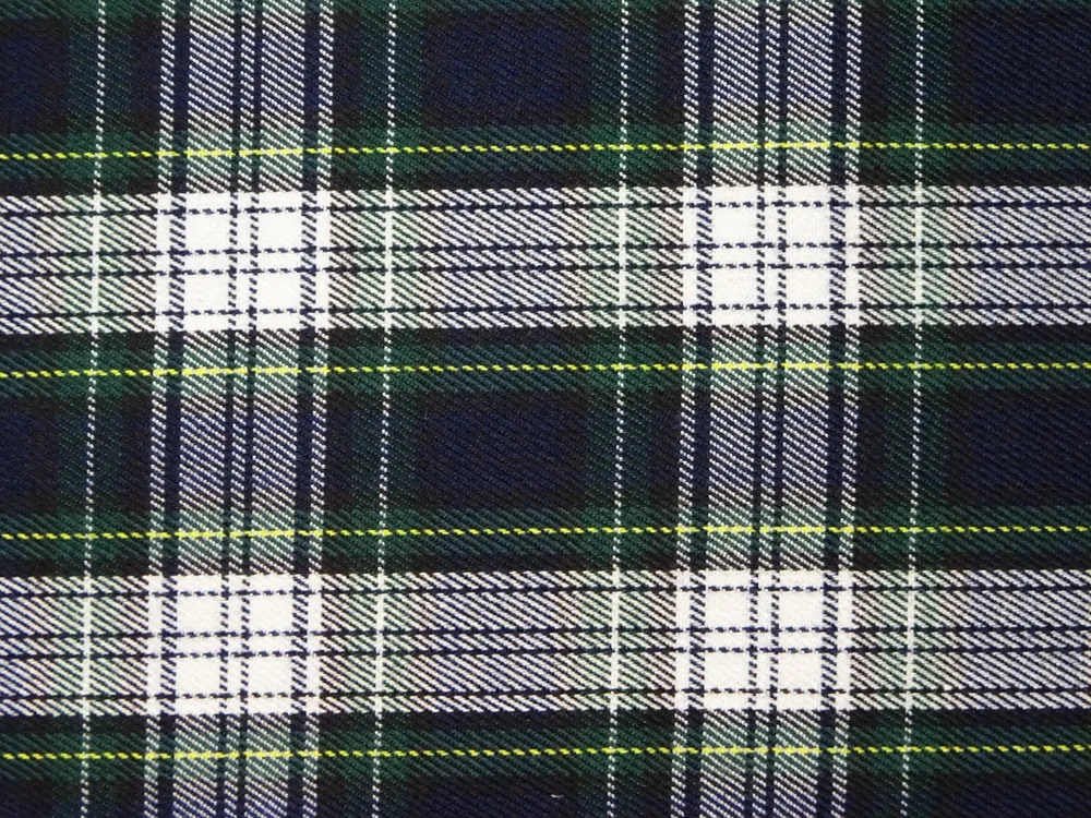 Kostýmovka tmavomodrá "bielo-žlto-zelené káro" 