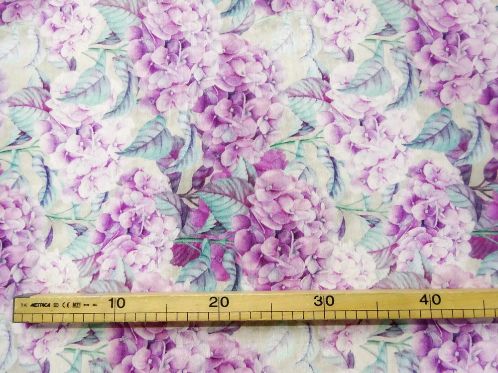 Poťahovka dymová "ružovo-fialové hortenzie" 