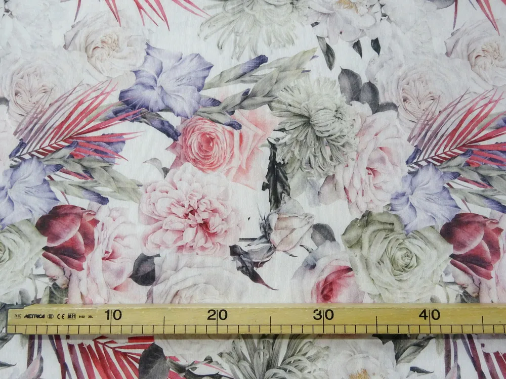 Poťahovka biela "farebné kvety" 