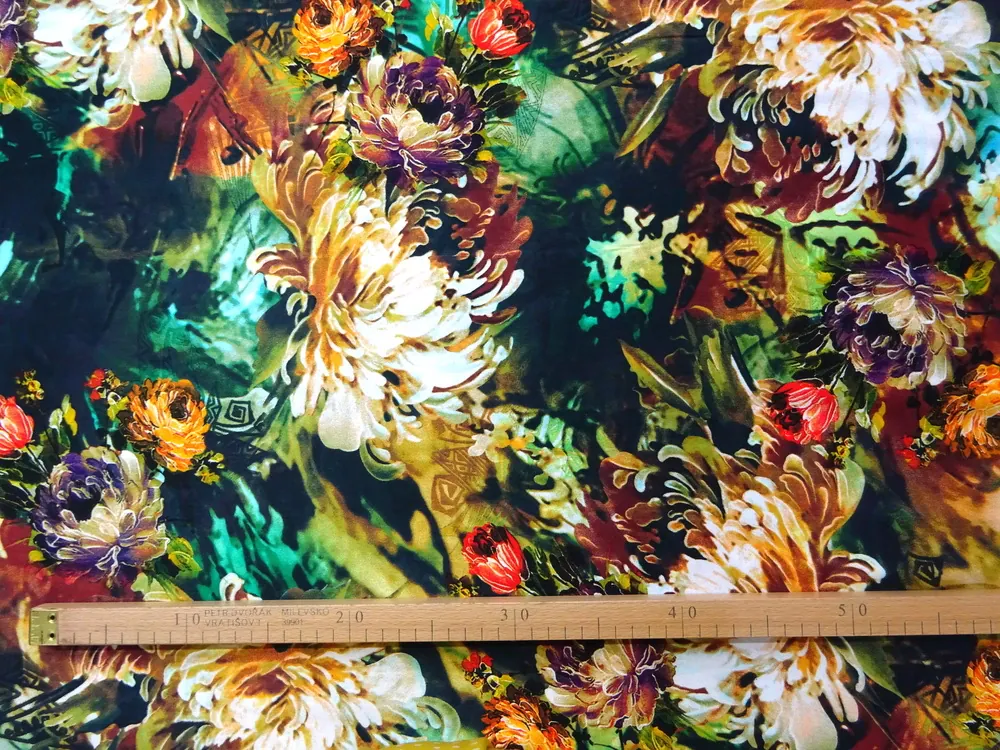 Šatovka bavlnená s viskózou "kvety" 