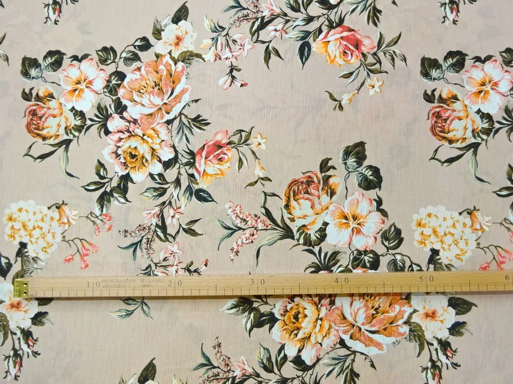 Šatovka béžová "veľké kvety" 