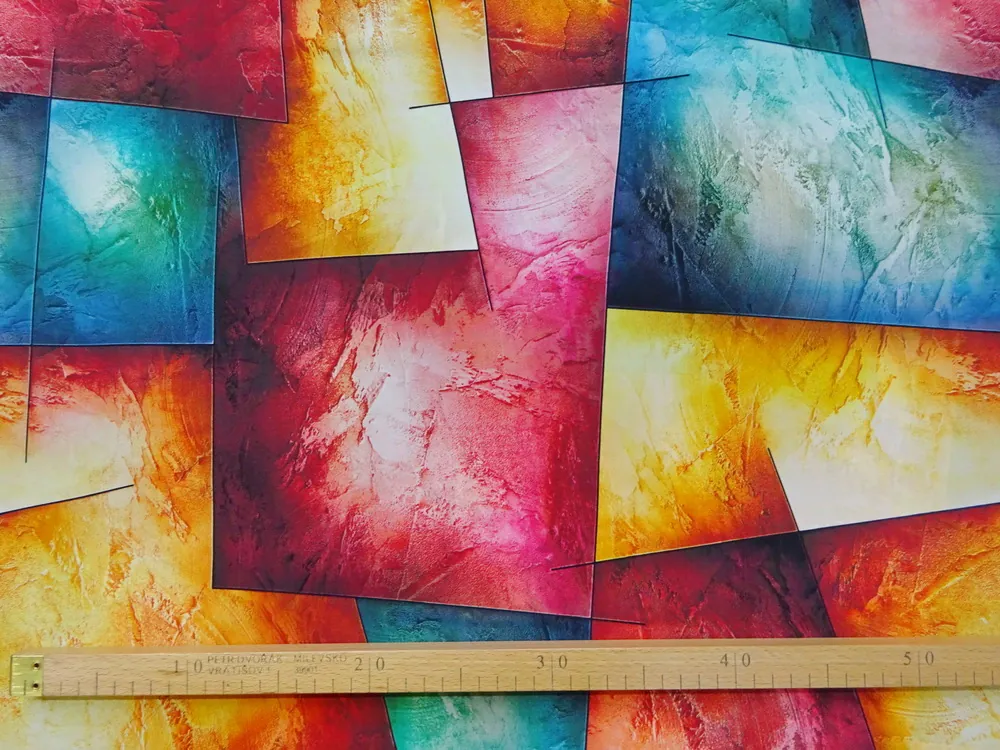 Hodváb farebný "geometrický vzor" 