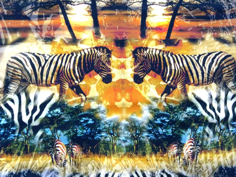 Šatovka Safari žlto-hnedá "zebry, stromy" 