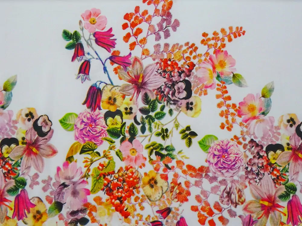 Šatovka biela "farebné kvety" - bordúra jednostranná