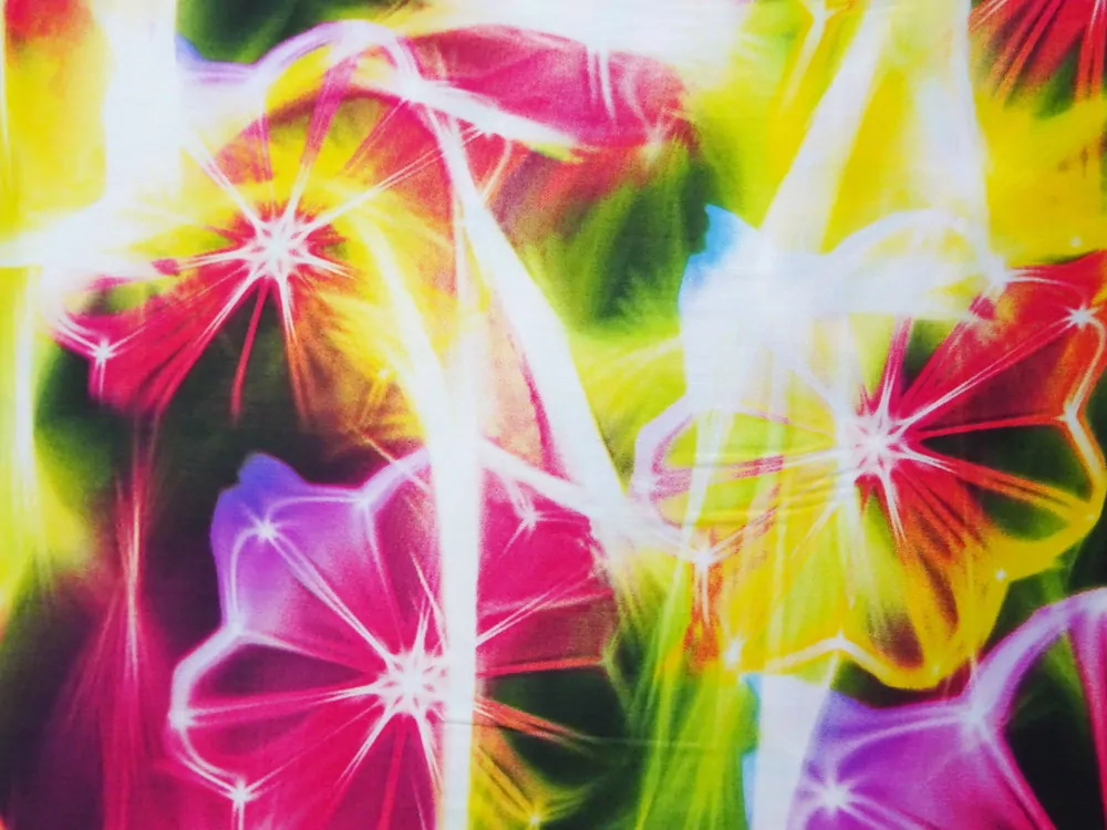 Šatovka žlto-zeleno-čierna " veľké kvety" - polomat 