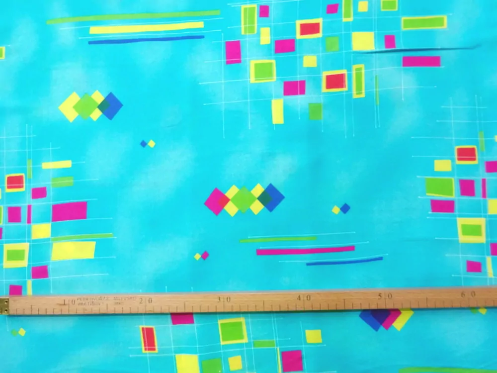 Šatovka modrá do tyrkysová "geometrický vzor" 