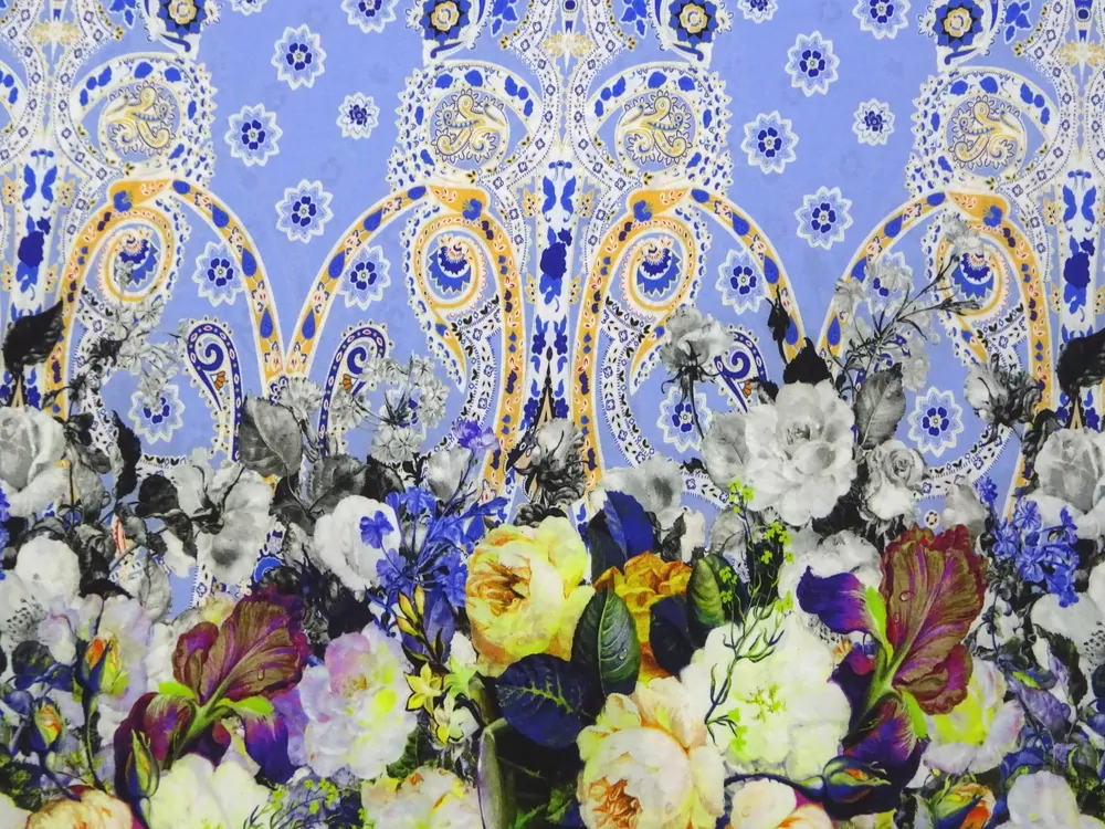 Šatovka Steffi modrá "kvety" - bordúra obojstranná