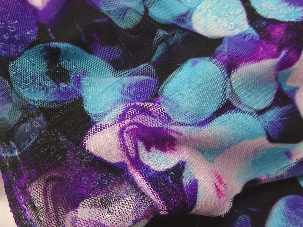 Úplet tyrkysovo-fialový "kvety" - 3D efekt 