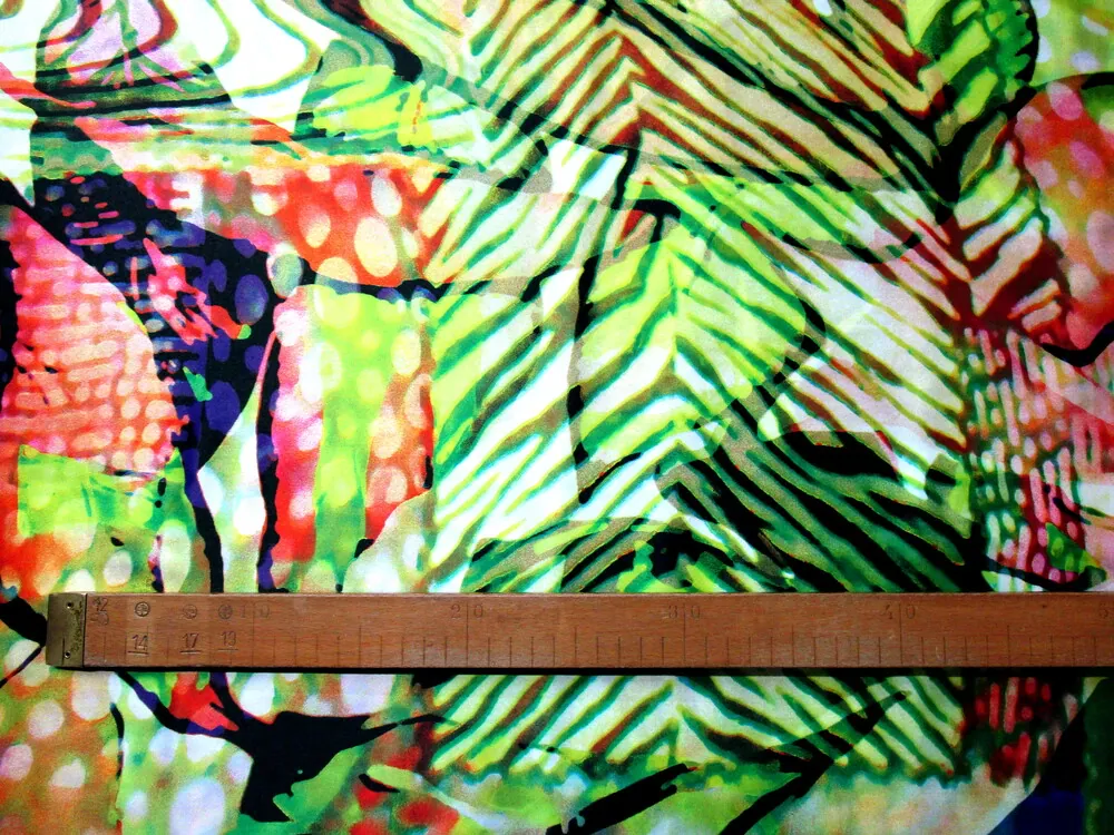 Satén Silky pomarančovo-zelený "vzorovaný"