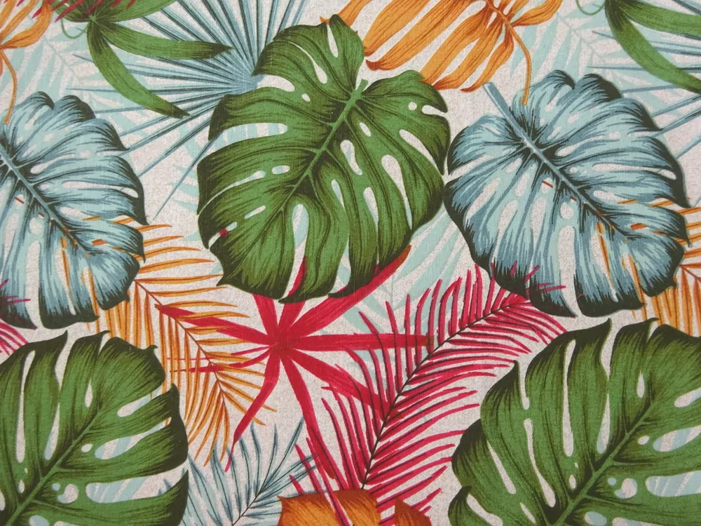 Poťahovka bielo-béžová "veľké farebné listy" 