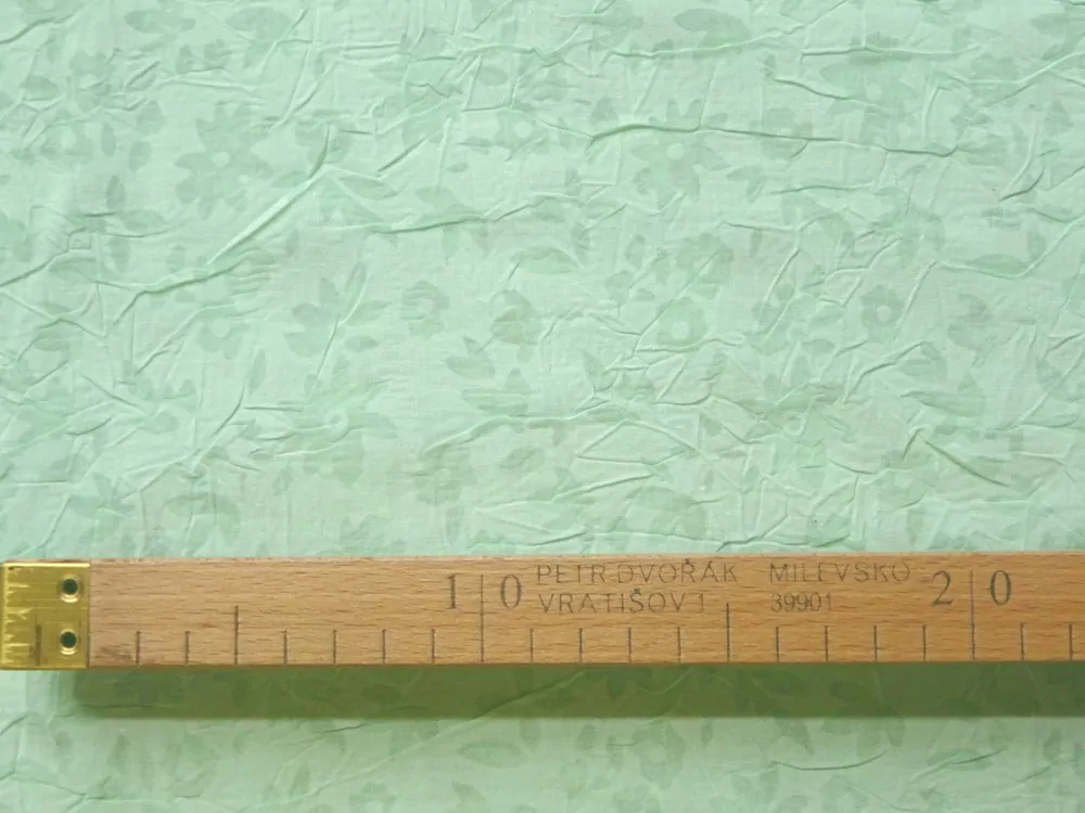 Šatovka zelená krčená "kvety" - vypaľovaný vzor