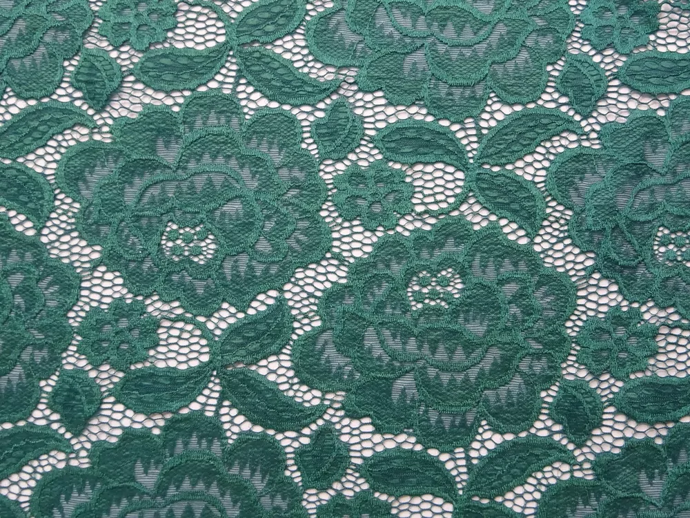 Krajka elastická smaragdová "kvety" 