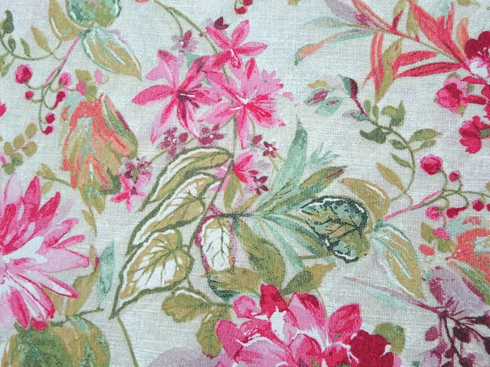 Poťahovka bielo-béžová "kvety, listy" 