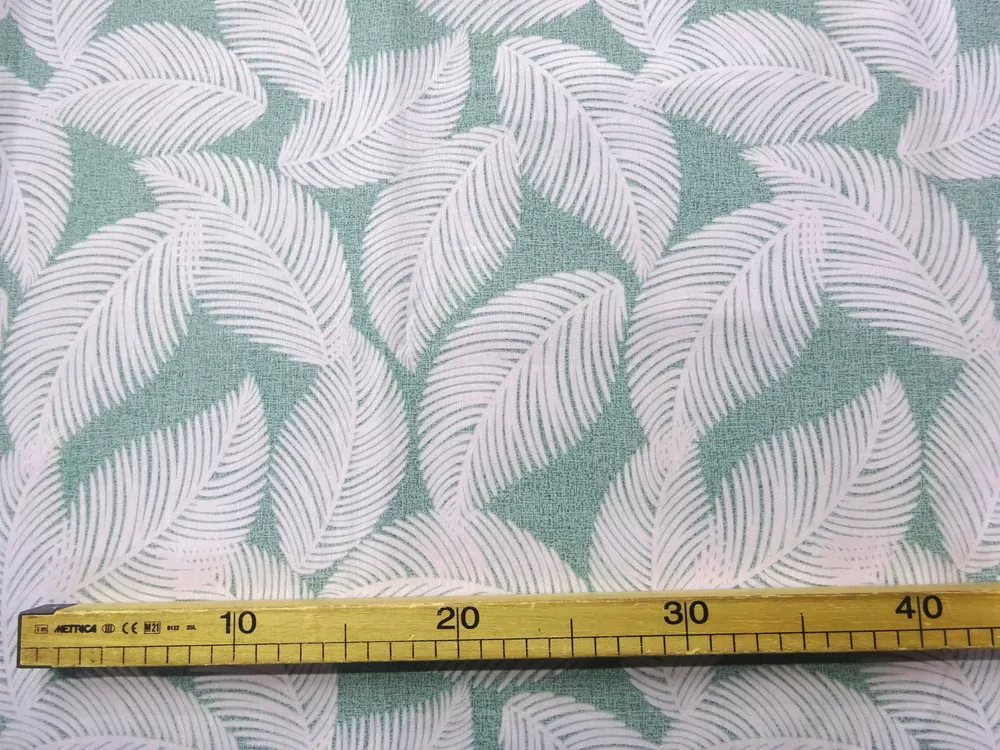 Poťahovka svetlosmaragdová žíhaná "biele listy"