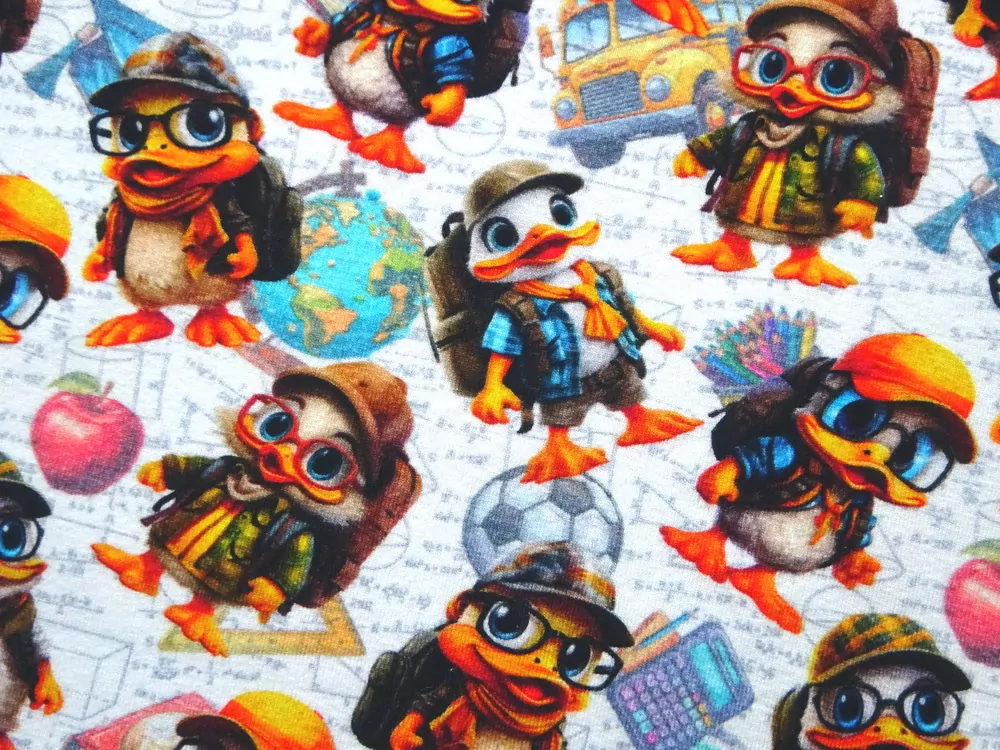 Úplet biely "káčer v škole" - digitálna tlač 