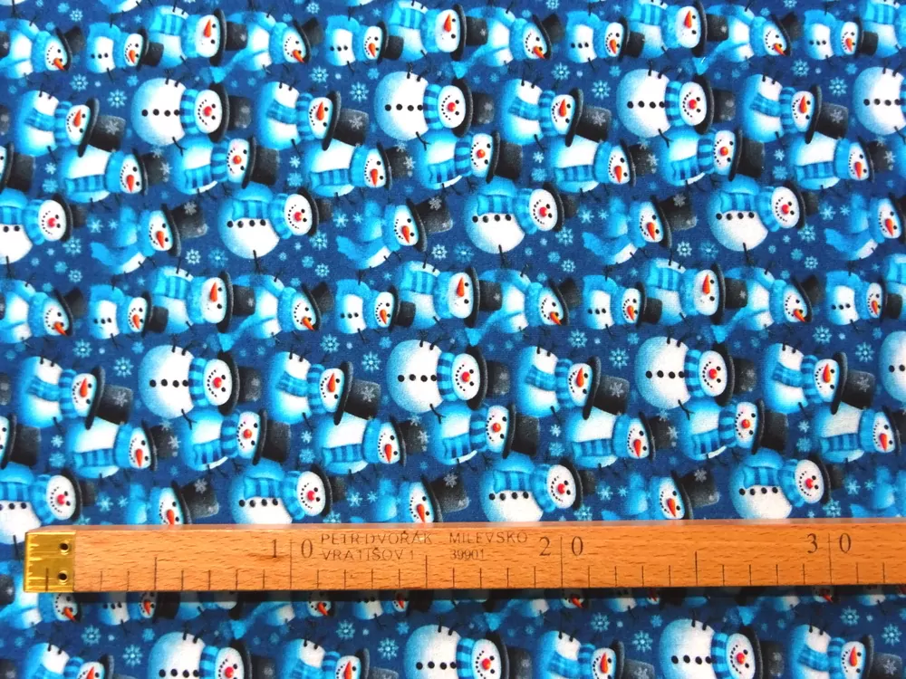Úplet modrý "snehuliak - digitálna tlač 