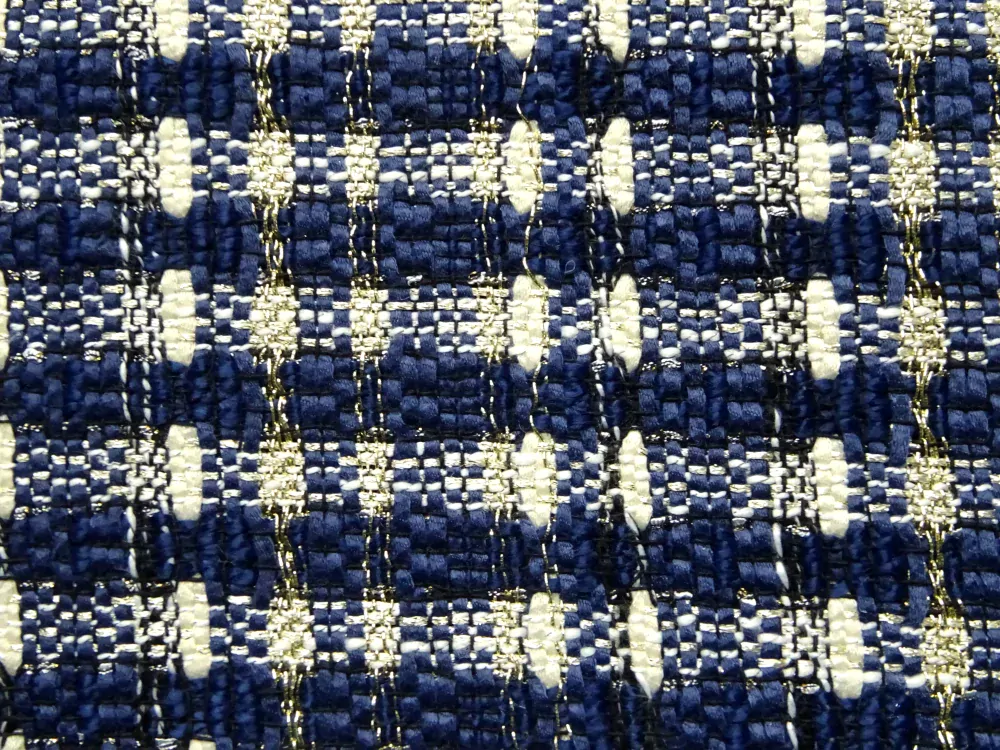 Kostýmovka Chanel maslovo-tmavomodrá "zlatý pásik" 