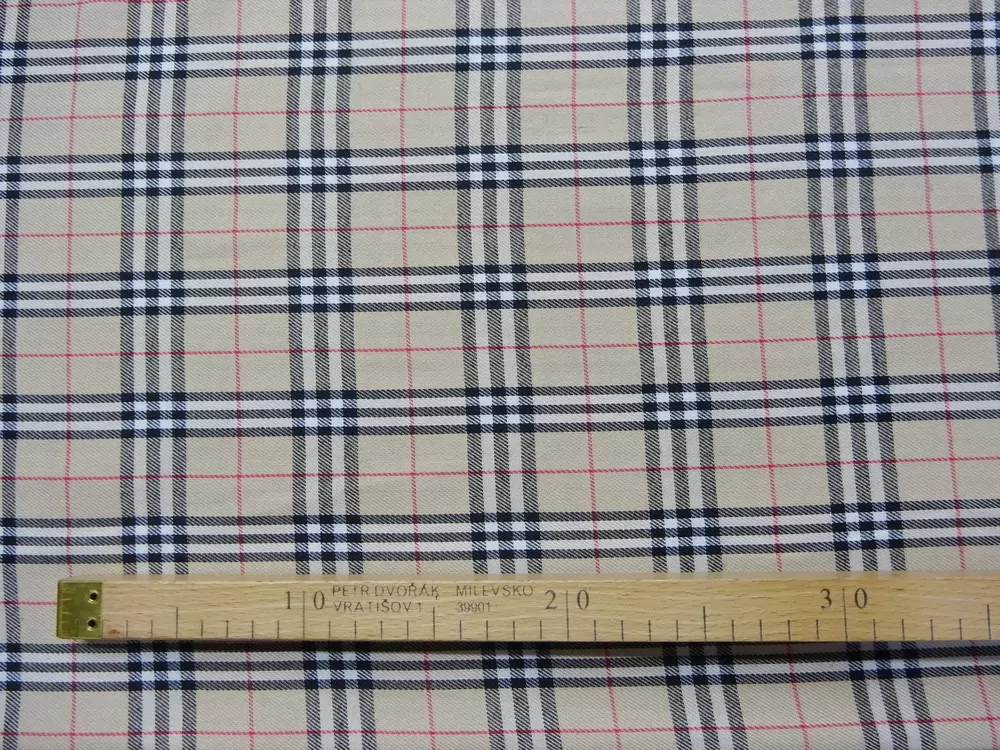 Kostýmovka Burberry béžová "čierno-bielo-červené káro"