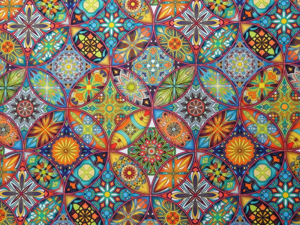 Kočíkovina biela "zeleno-pomarančová mandala"