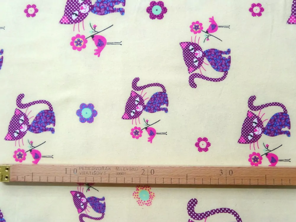 Flanel maslový "fialová mačička" 