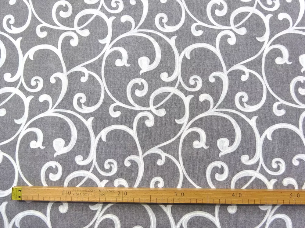 Poťahovka sivá "biely ornament" 