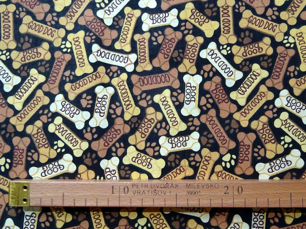 Bavlna tmavohnedá "GOOD DOG" 