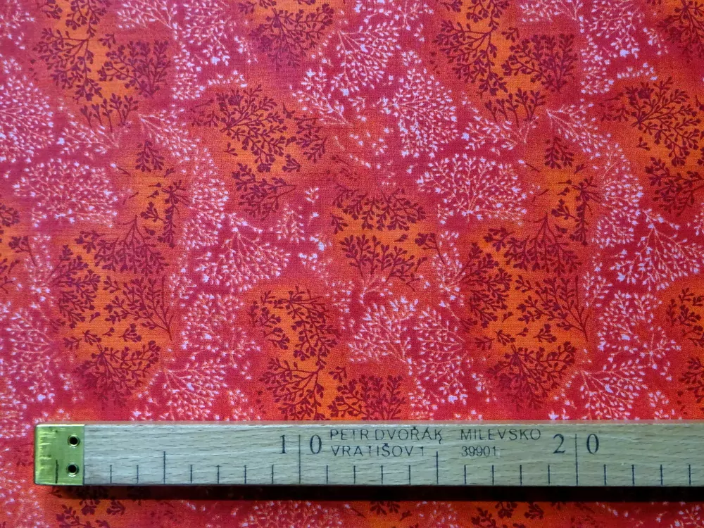 Bavlna pomarančovo-červená "rastliny" 