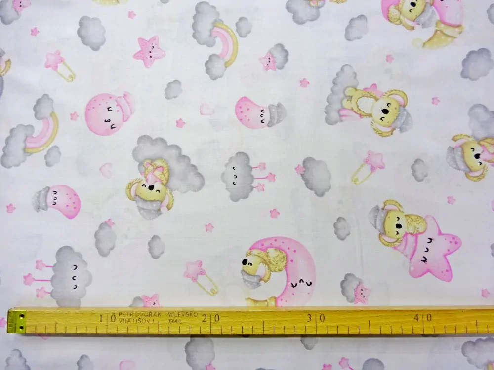 Bavlna biela "zvieratko na obláčiku" 