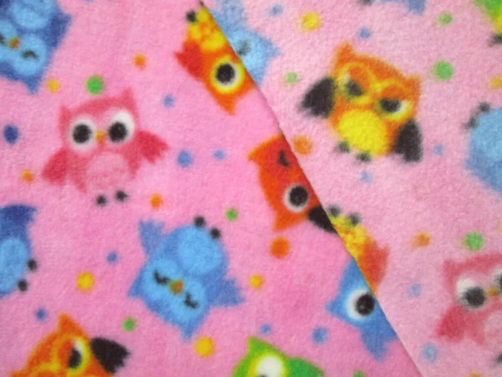 Fleece ružový "farebné sovičky"