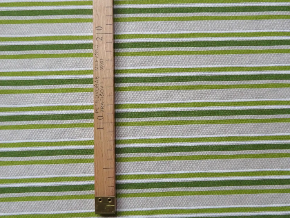 Poťahovka prírodná "zelený a biely pásik" 