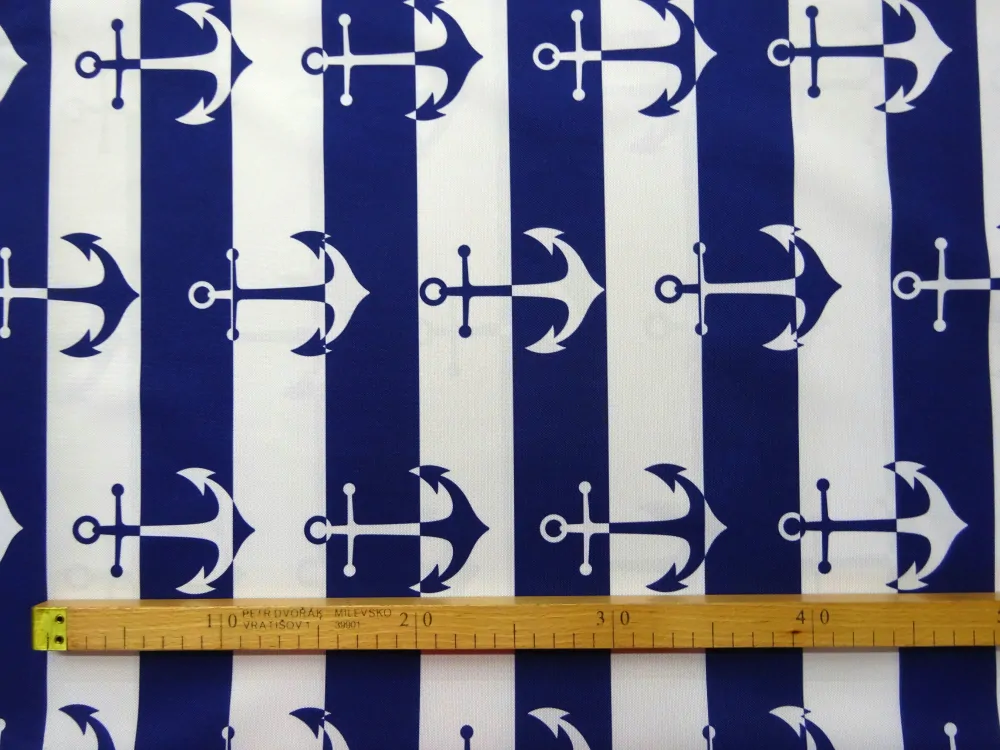 Kočíkovina bielo-tmavomodrá "kotva" 