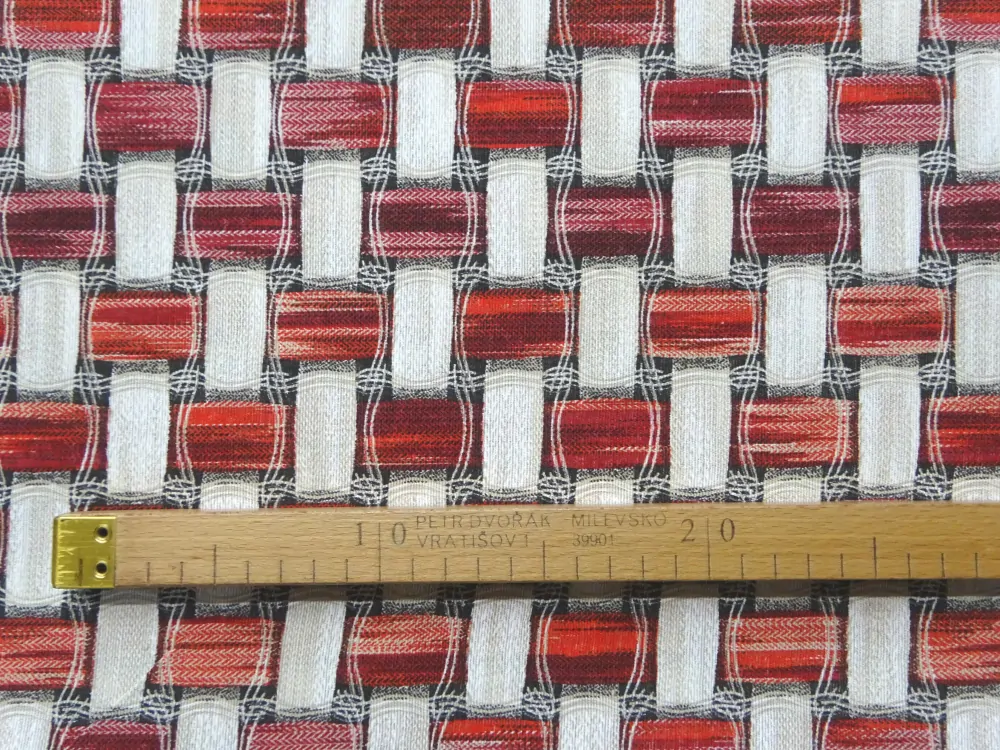 Poťahovka béžovo-červená "prepletaný vzor" 