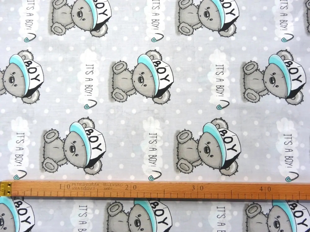 Bavlna sivá "IT´S A BOY"