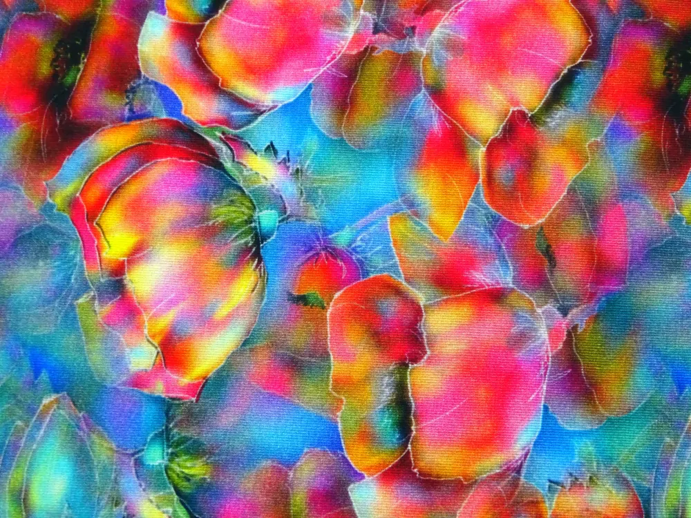 Úplet  modrý "farebné kvety" - digitálna tlač