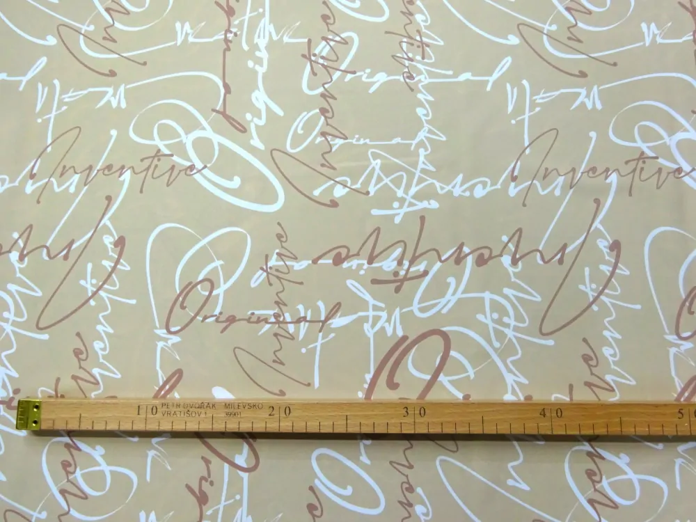 Šatovka Edita béžová "písmená" - Slovenská tlač 