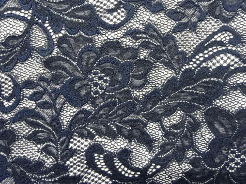 Krajka elastická tmavomodrá "modrý vzor" 