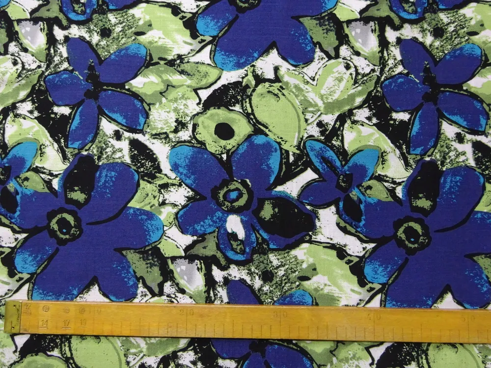 Šatovka biela "zelené a modré kvety" 