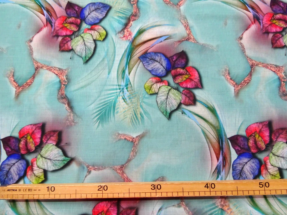 Ľan tyrkysový "listy" 