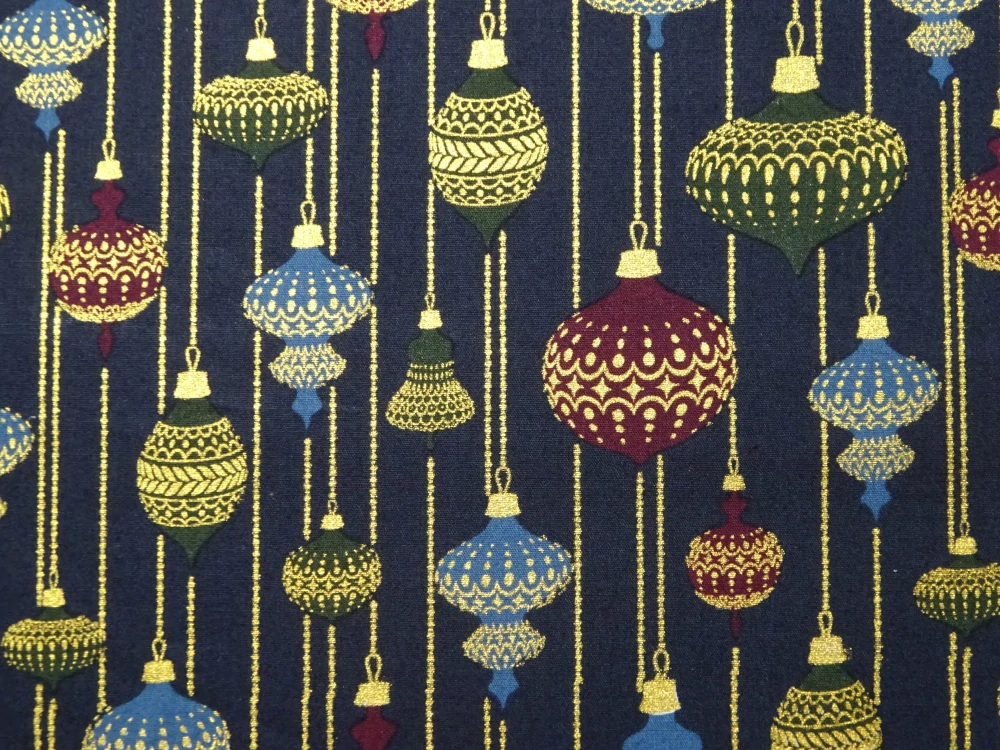 Bavlna tmavomodrá "vianočné gule" 