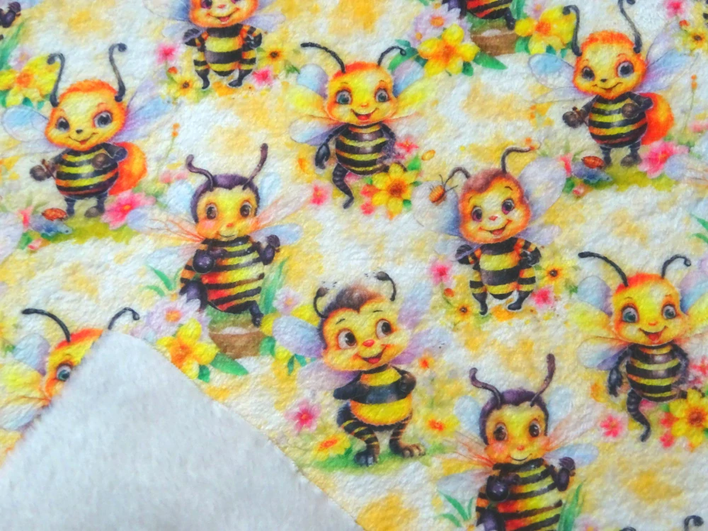 Fleece žltý "včielka" - digitálna tlač