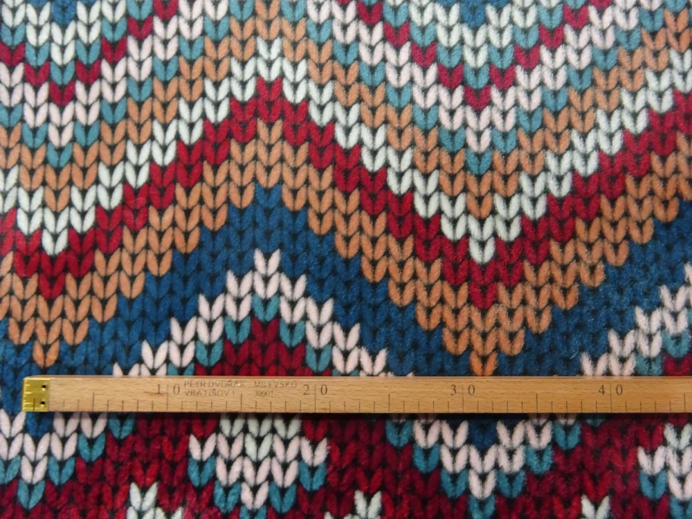 Fleece farebný "lístky" 