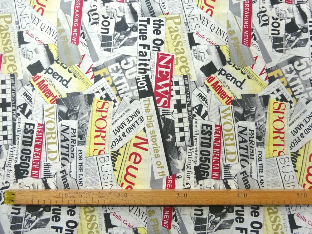 Bavlna maslová "novinové titulky" 