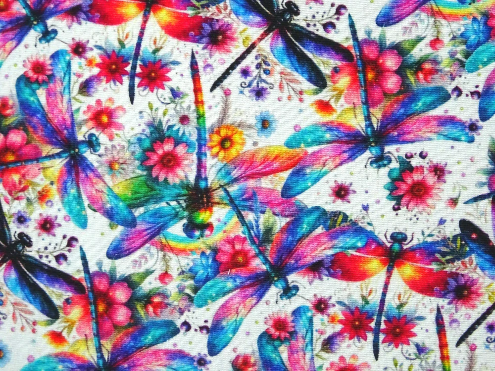 Úplet biely "farebná vážka" - digitálna tlač 