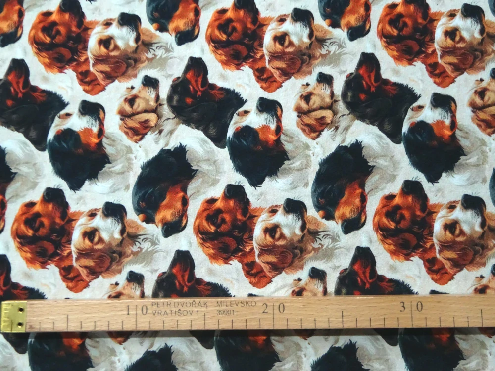 Teplákovina béžová "psík" - digitálna tlač 