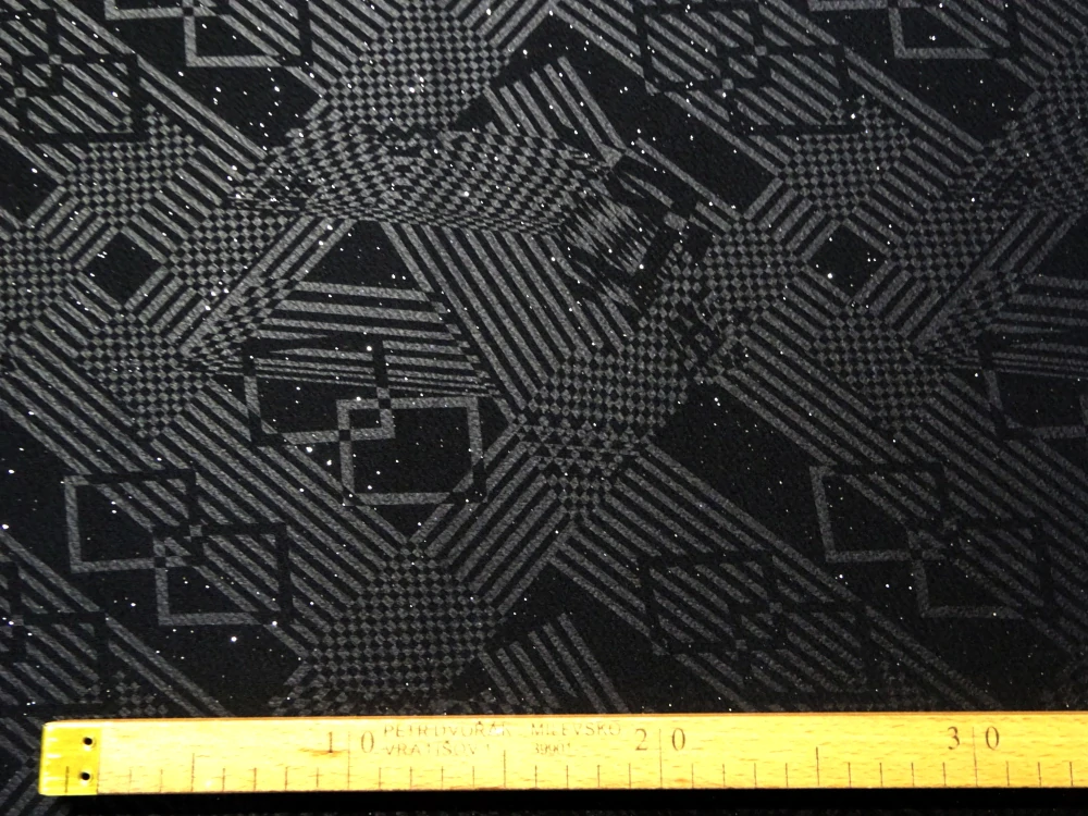 Úplet čierny s glitrami "geometrický vzor" - zbytok 