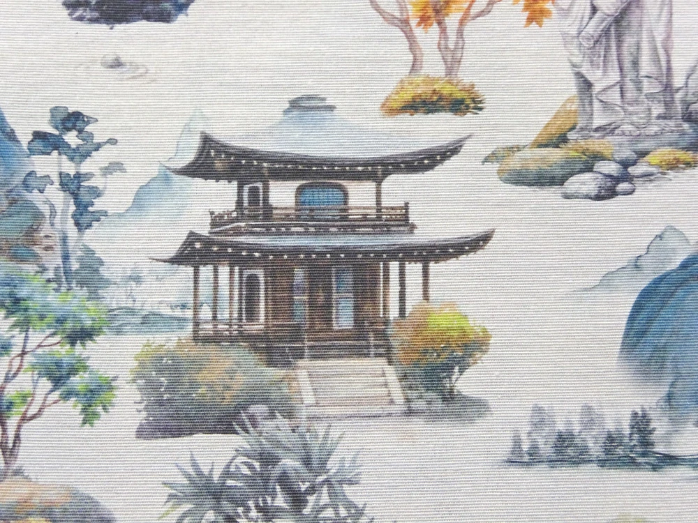 Poťahovka prírodná "listy, stromy, sochy, chrám"