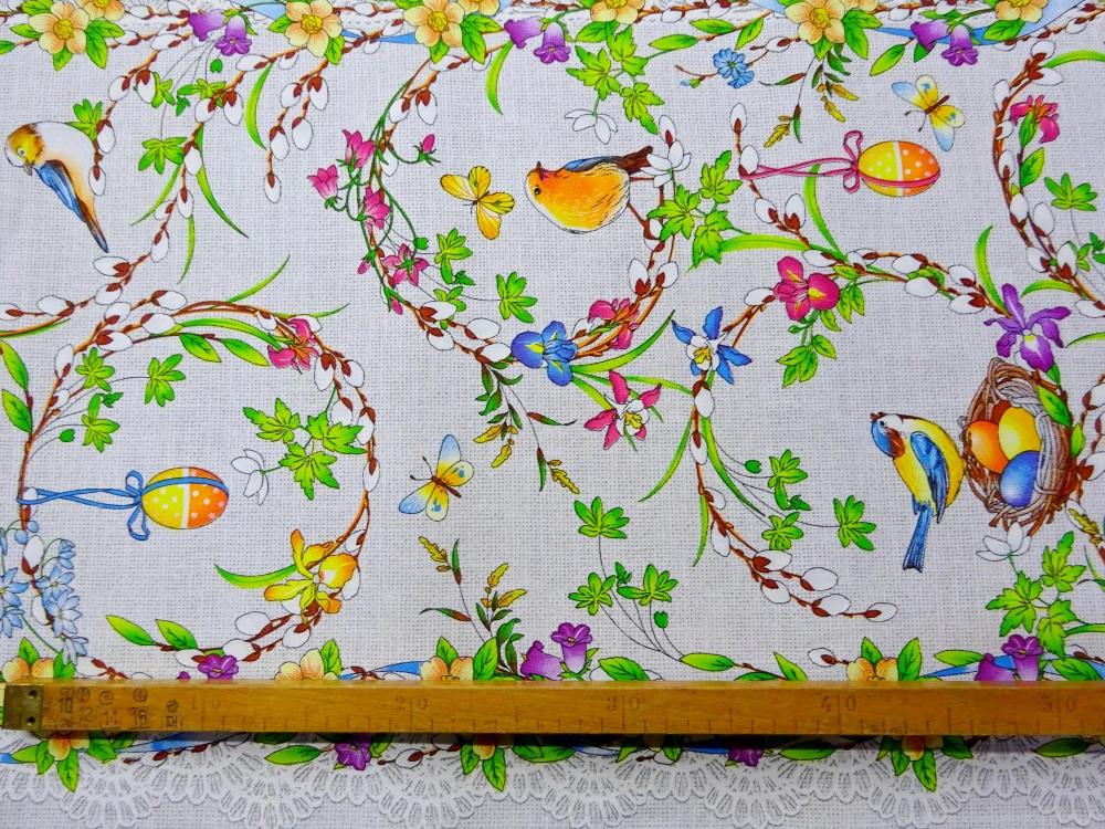 Obrusovina sivá "jarný motív" 